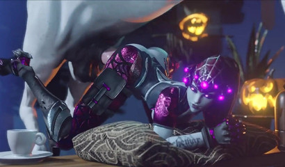 Beautiful white horse screws a Widowmaker doggystyle