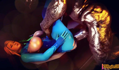 While Samus Aran explores new planet aliens explore her ass