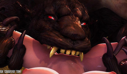 Huge 3D beast takes tight anime pussy in missionary