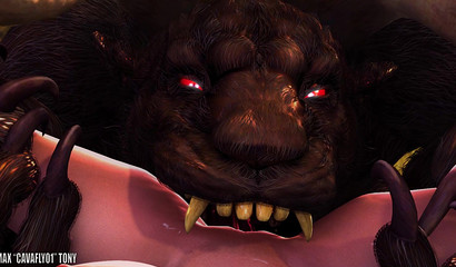 Huge 3D beast takes tight anime pussy in missionary