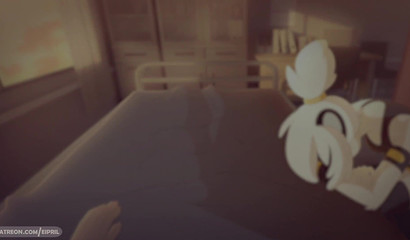 Cute 3D furry chick rides big cock after basketball game