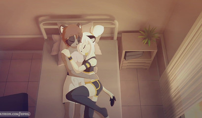 Cute 3D furry chick rides big cock after basketball game