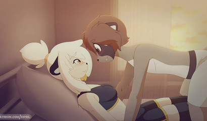 Cute 3D furry chick rides big cock after basketball game