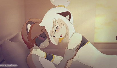 Cute 3D furry chick rides big cock after basketball game