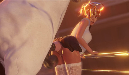 Blonde in a short skirt Mercy gets analized by a horse