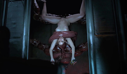 3D babe Claire gets fucked upside-down by monster Licker