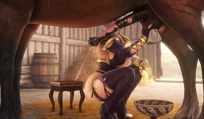 Skilled Ivy Valentina plays with horse's huge balls