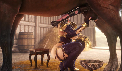 Skilled Ivy Valentina plays with horse's huge balls