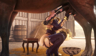 Skilled Ivy Valentina plays with horse's huge balls