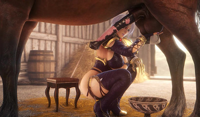 Skilled Ivy Valentina plays with horse's huge balls