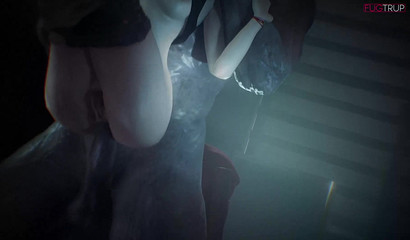 3D hostage Claire gets anally punished by a monster