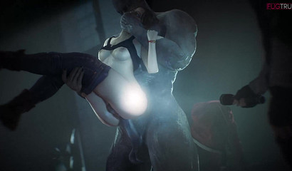 3D hostage Claire gets anally punished by a monster