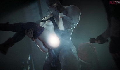 3D hostage Claire gets anally punished by a monster