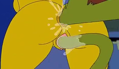 Huge tentacles double stuffing Marge Simpson's aching holes
