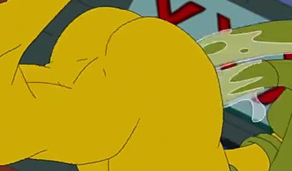 Huge tentacles double stuffing Marge Simpson's aching holes