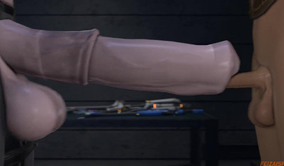 Widowmaker and Tracer in a Whose dick is bigger contest