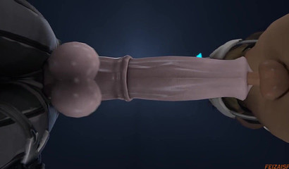 Widowmaker and Tracer in a Whose dick is bigger contest