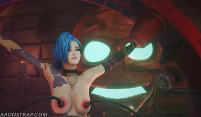 Try not to cum while Jinx endures rough bondage