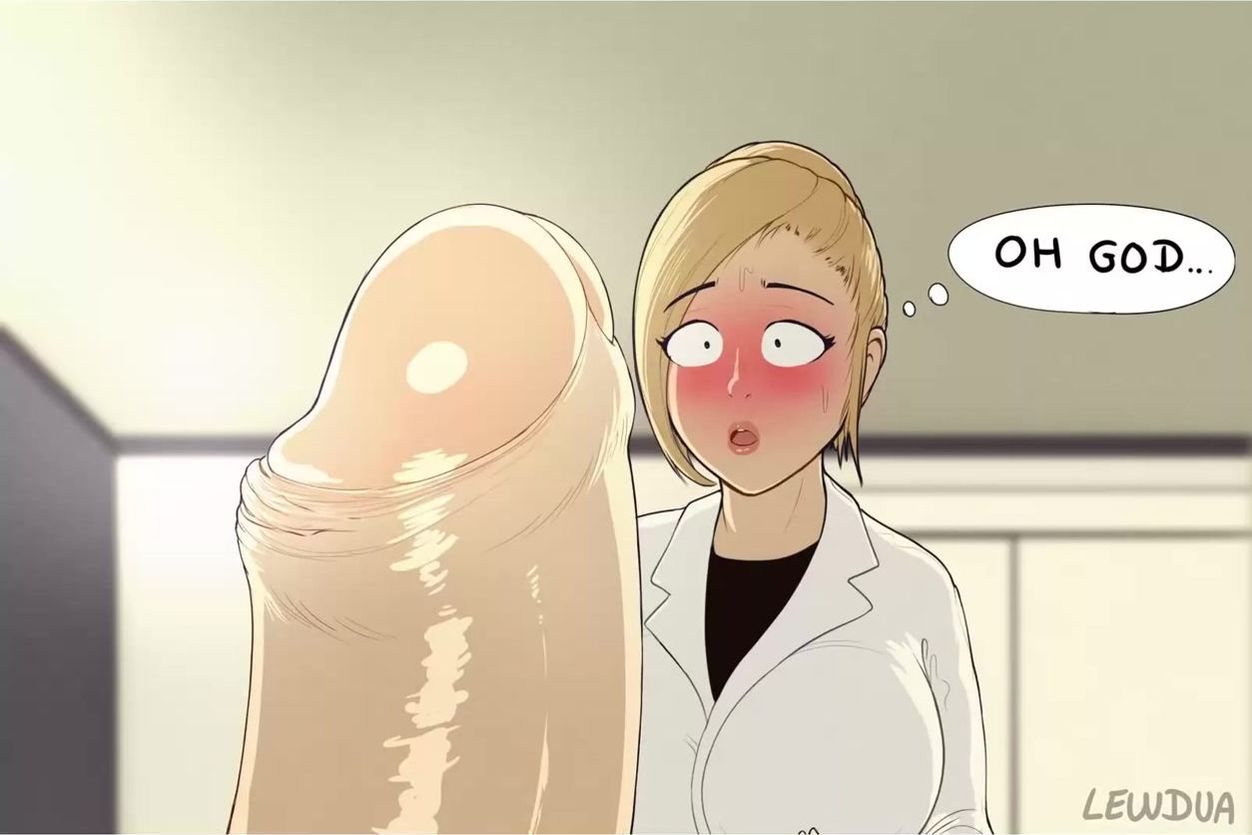 Huge Futa Cum Shot Hentai - Shy Futanari letting a doctor take care of her cum-packed dong