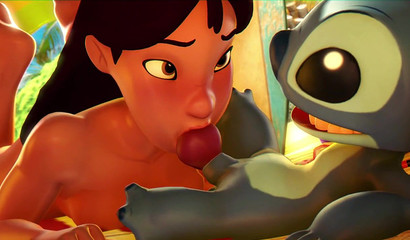 Pretty anime babe sucking a little monster's dick