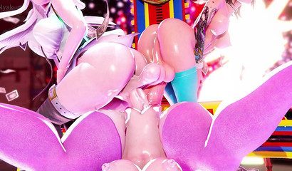 Ahegao princess double stuffed in a threesome