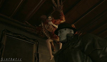 Poor Claire getting screwed by monster Licker on the ceiling