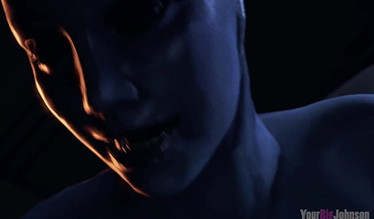 2 Futas engage in hot doggy sex action in the dark