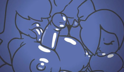 Anime Halloween orgy with curvy futas