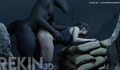 Black horse screws 3d beauty Claire in the dark