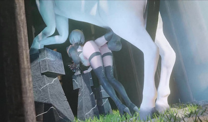 Pretty white horse demolished YoRHa No.2 Type B's asshole
