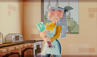 La ménagère de Minecraft se branle dans la cuisine.