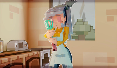 La ménagère de Minecraft se branle dans la cuisine.