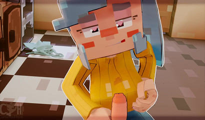 La ménagère de Minecraft se branle dans la cuisine.