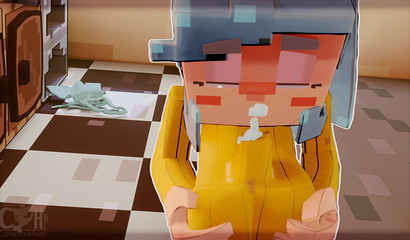 La ménagère de Minecraft se branle dans la cuisine.