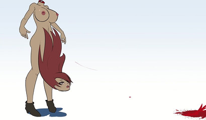 Redheaded futa strokes her huge dick before dying