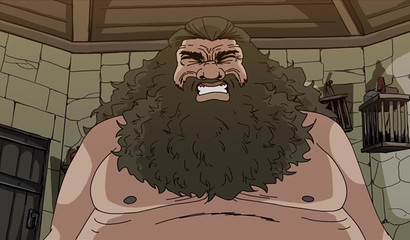 Hagrid empties his balls in Hermione