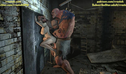 Muscular monster bangs a poor 3d naked woman