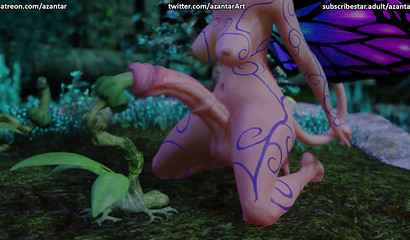 Butterfly futa fucks a plant with her huge dick