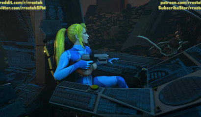 Samus Aran drilled by the wild alien