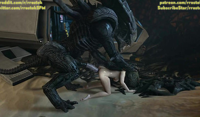 Samus Aran drilled by the wild alien