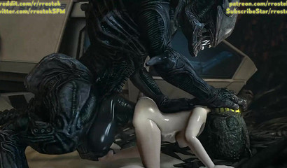 Samus Aran drilled by the wild alien