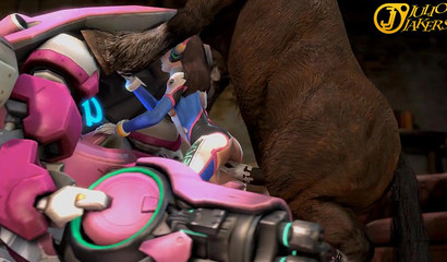 Lusty D.va  getting demolished by a wild animal