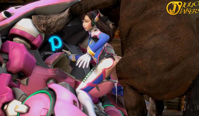 Lusty D.va  getting demolished by a wild animal