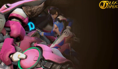 Lusty D.va  getting demolished by a wild animal