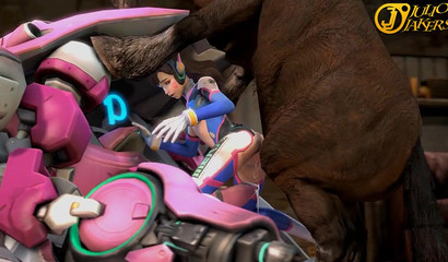 Lusty D.va  getting demolished by a wild animal