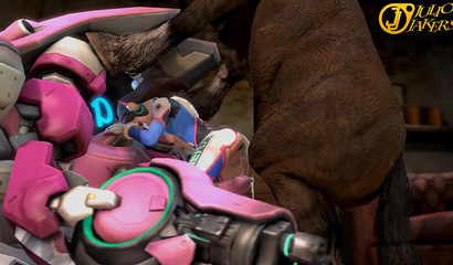 Lusty D.va  getting demolished by a wild animal