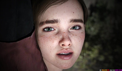 Innocent Ellie touches herself in 3d solo