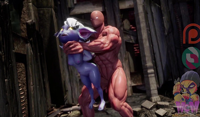 Little Tristana gets choked & fucked by a muscular 3D monster