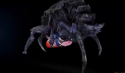 Egg laying arachnid captures a human female
