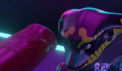 Snake-head slut receiving a facial from a big-dicked Futanari